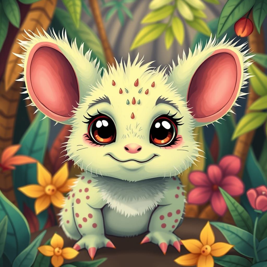 Playful Jaguar Cub in Pop Surrealist Jungle