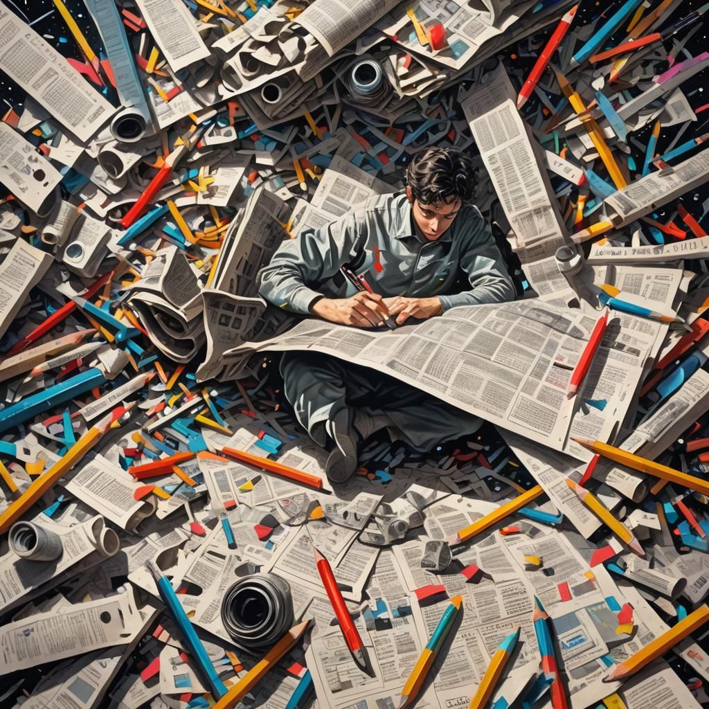 Retro-Futuristic Crossword Puzzle Art in Chiaroscuro Style