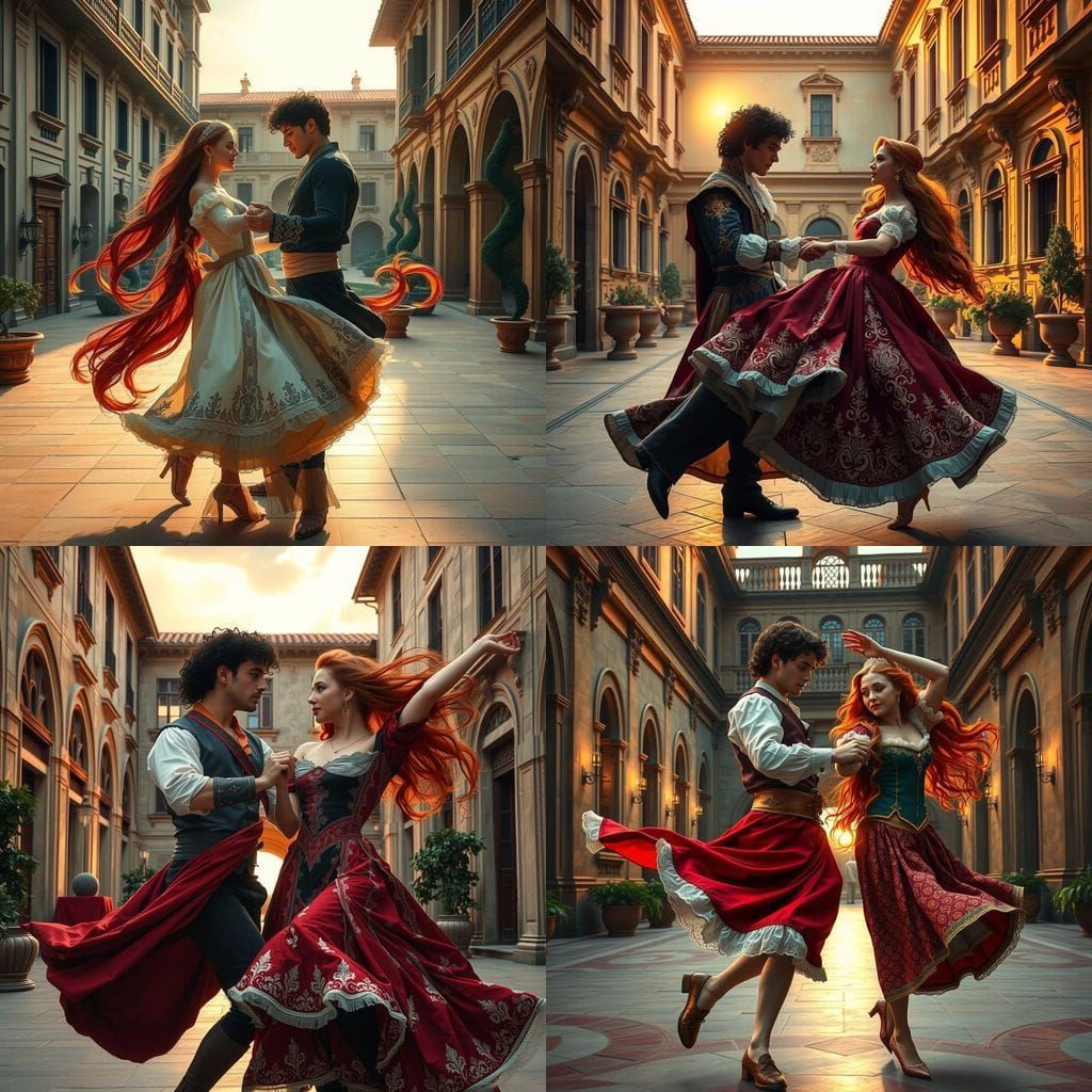 Renaissance Couple in Love, Captured in Oil Painting Style