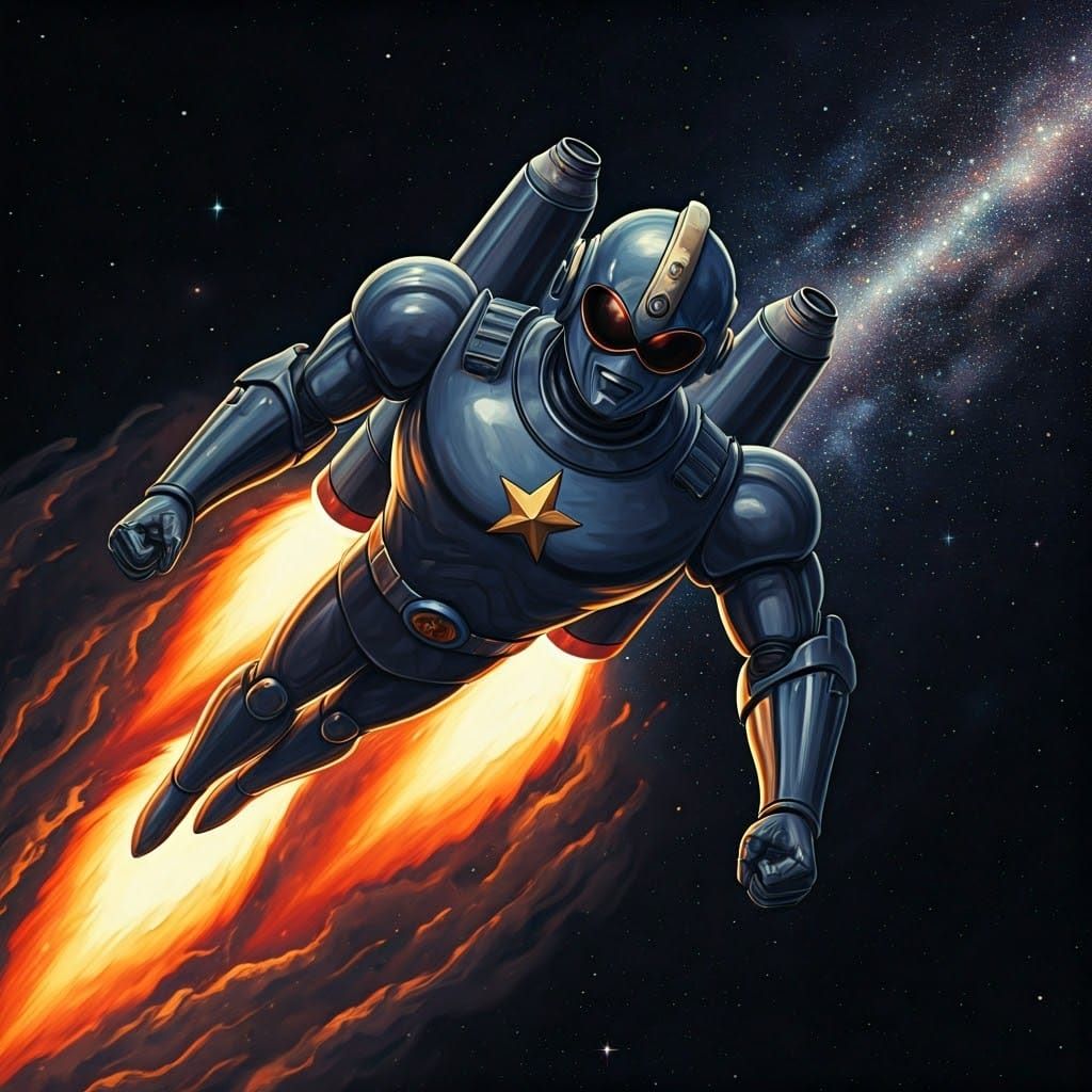 Retro Anime Android Hero in Space