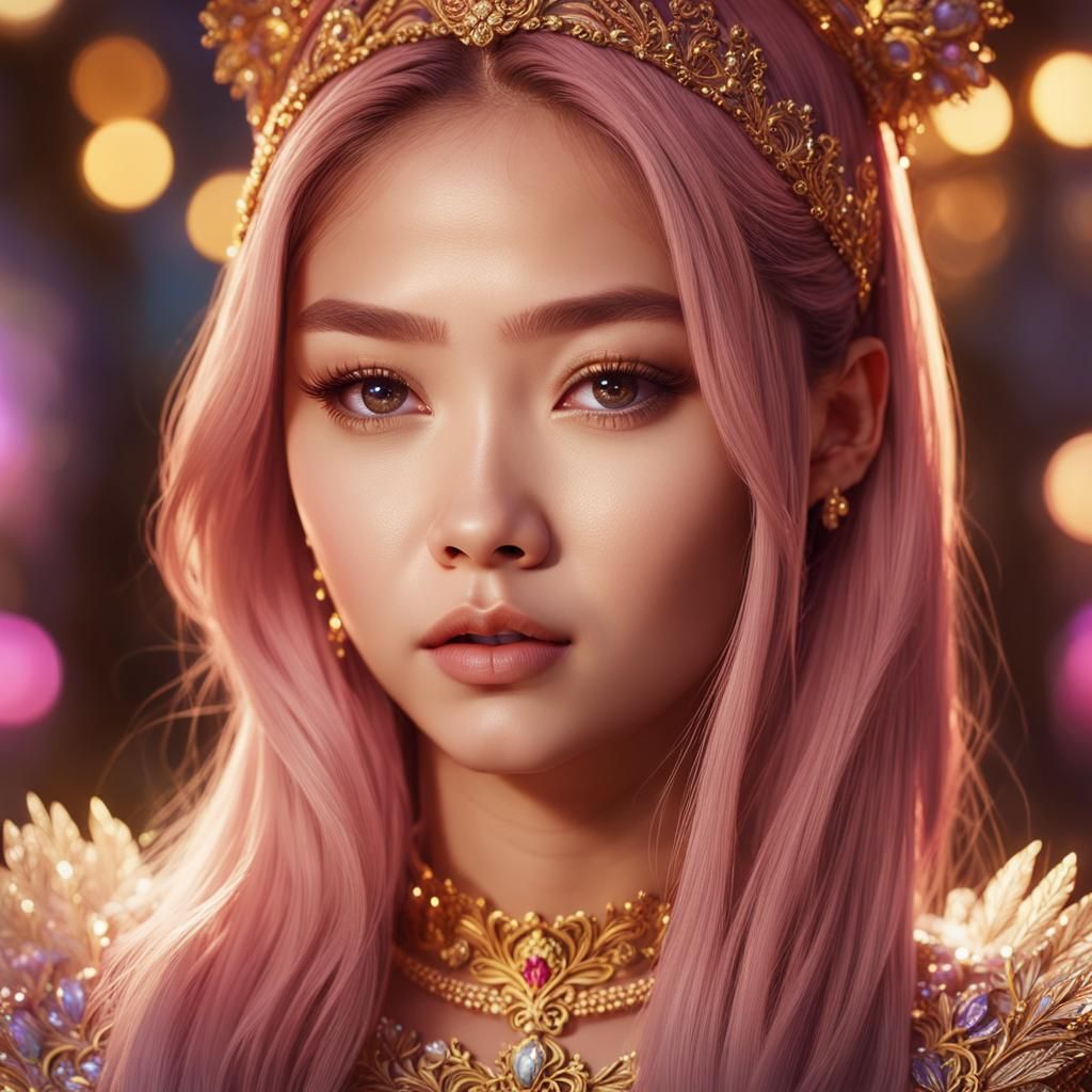 Ornate Portrait with Radiant Lighting in Art Nouveau Style