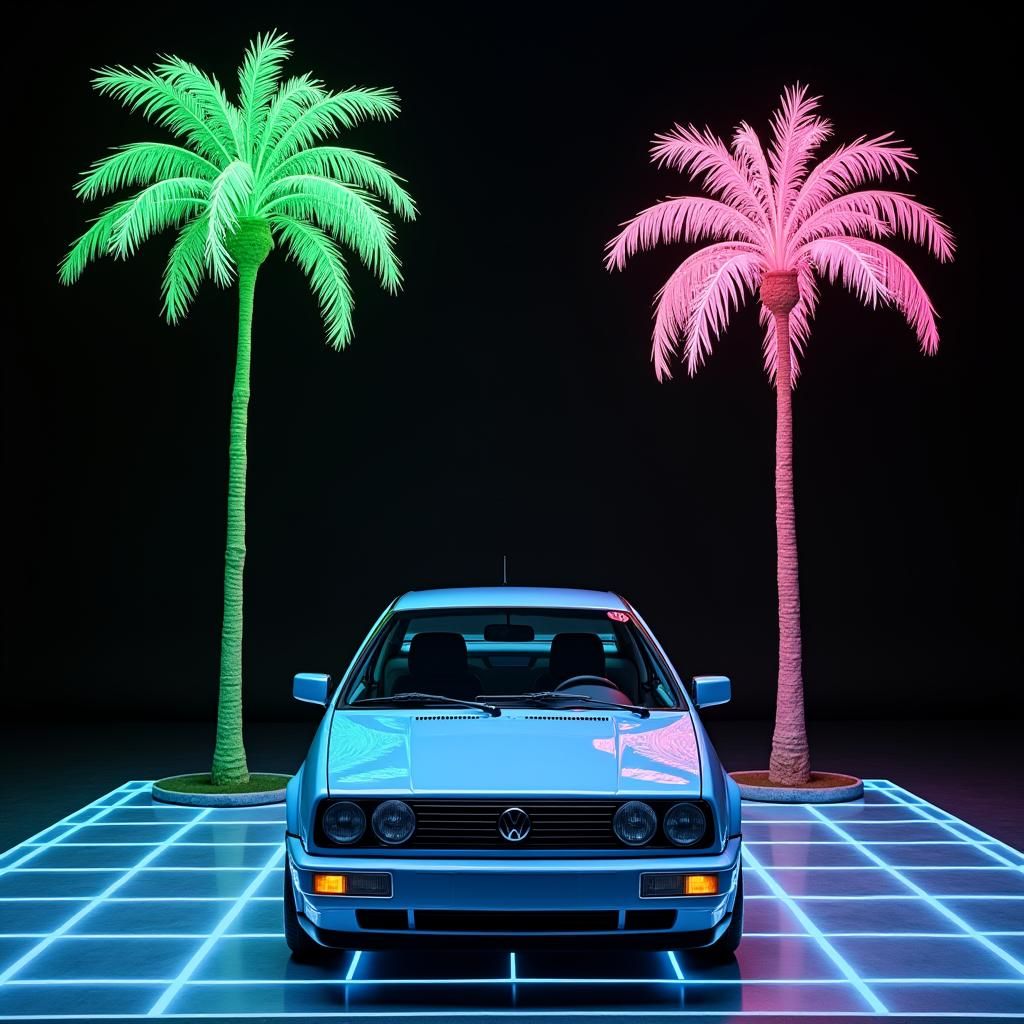 Volkswagen Corrado Coupe with Neon Palm Trees