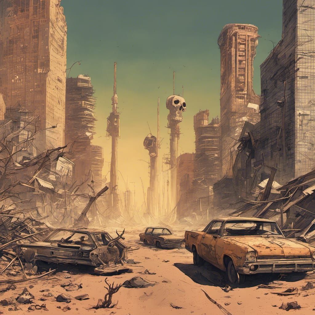 Post-Nuclear Las Vegas Wasteland: Hyperrealistic Concept Art