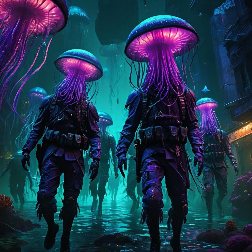Eerie Underwater City March of the Squid Soldiers