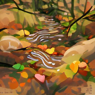 Autumn Stream in Forest