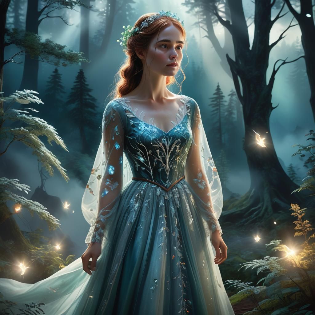 Lydia in Ethereal Forest: Hyper-Realistic Digital Painting