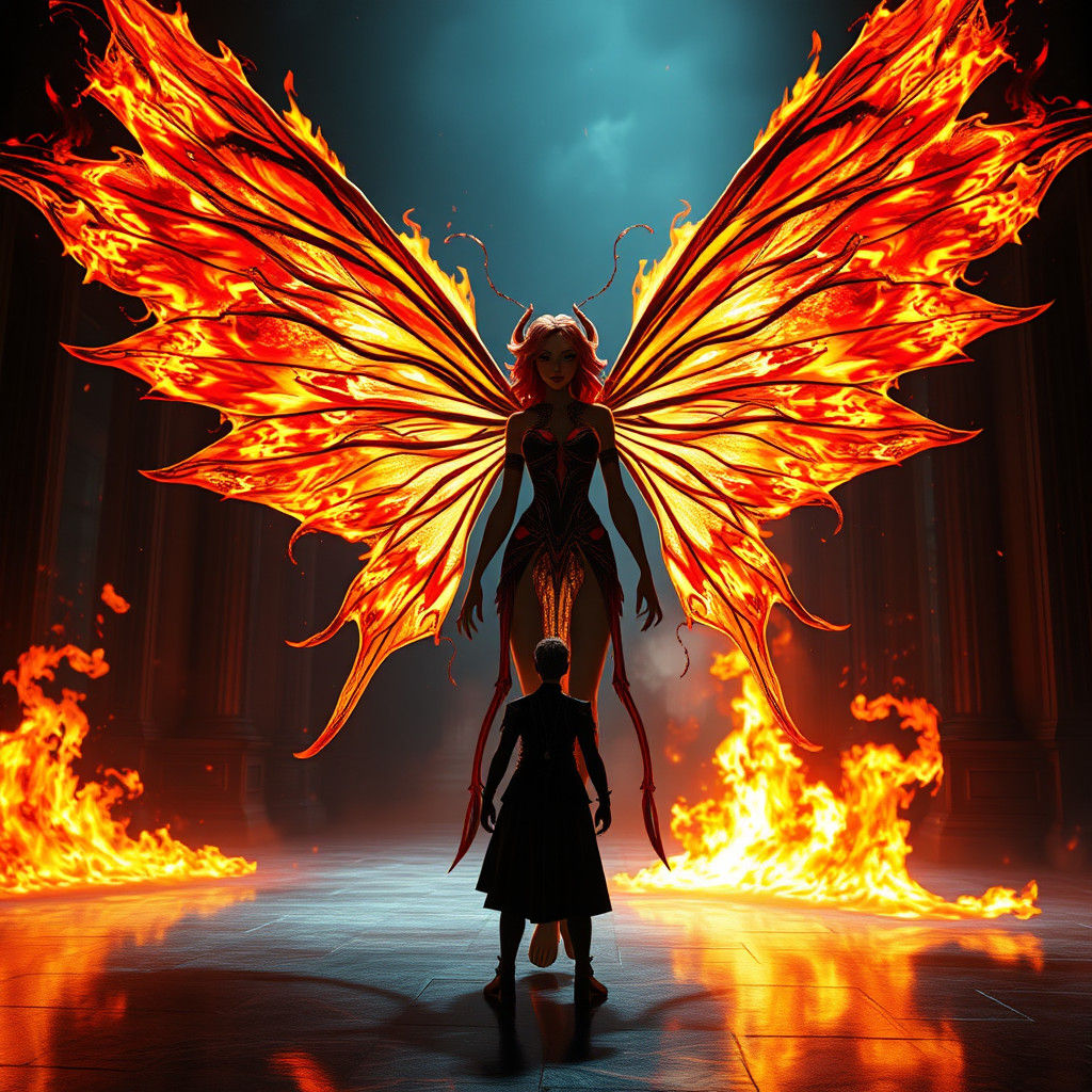Fire Fairy with Impressive Wings