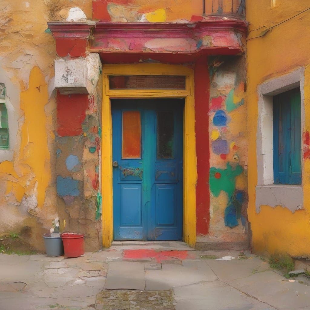 Surrealist Vision: Door Opens to Inspiration, Vibrant Colors