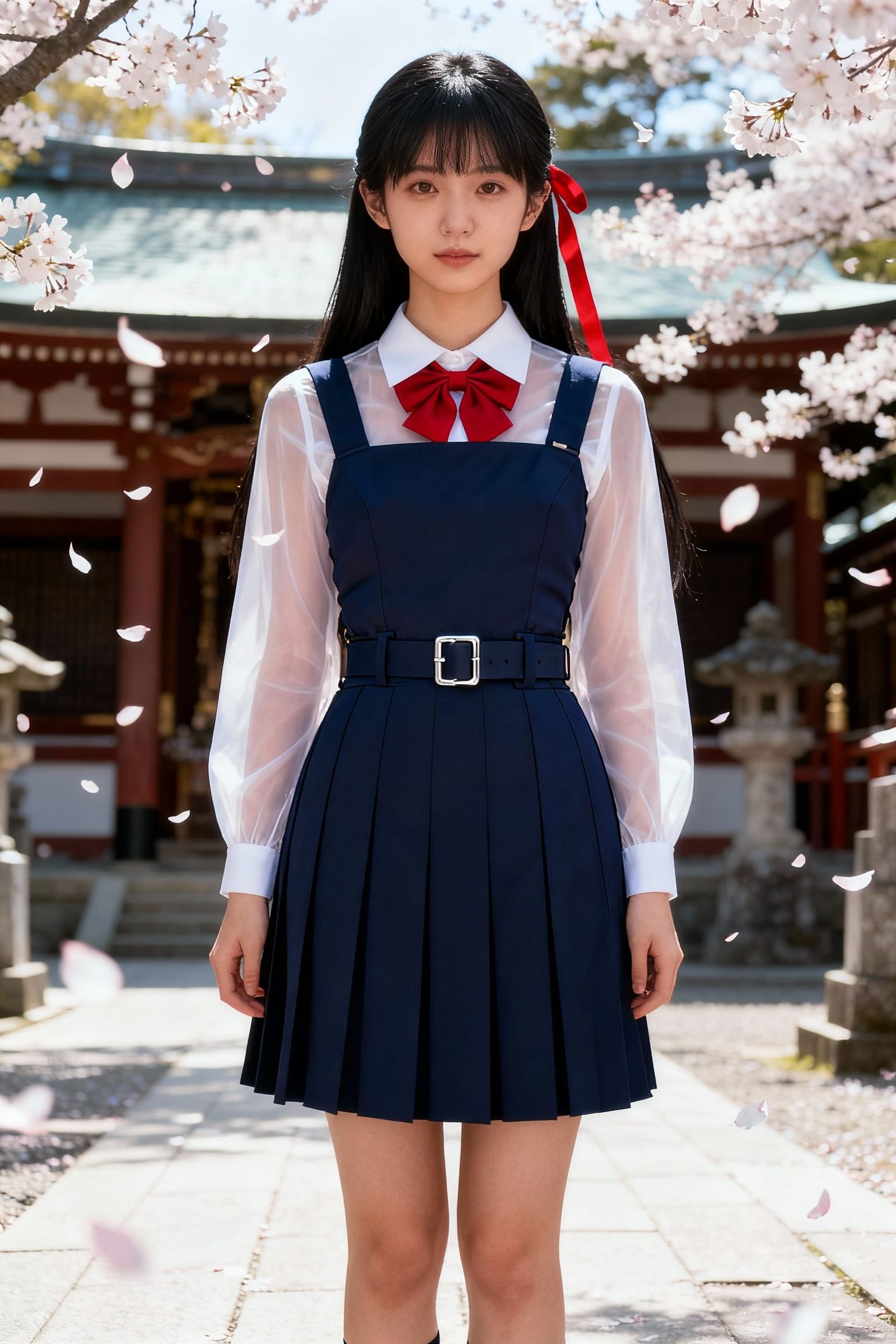 Kaori at Shrine in Spring Cherry Blossoms