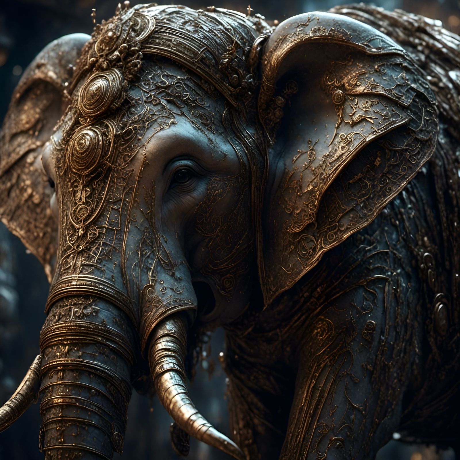 Cosmic Elephant Blueprint Anatomy in Photorealistic Style