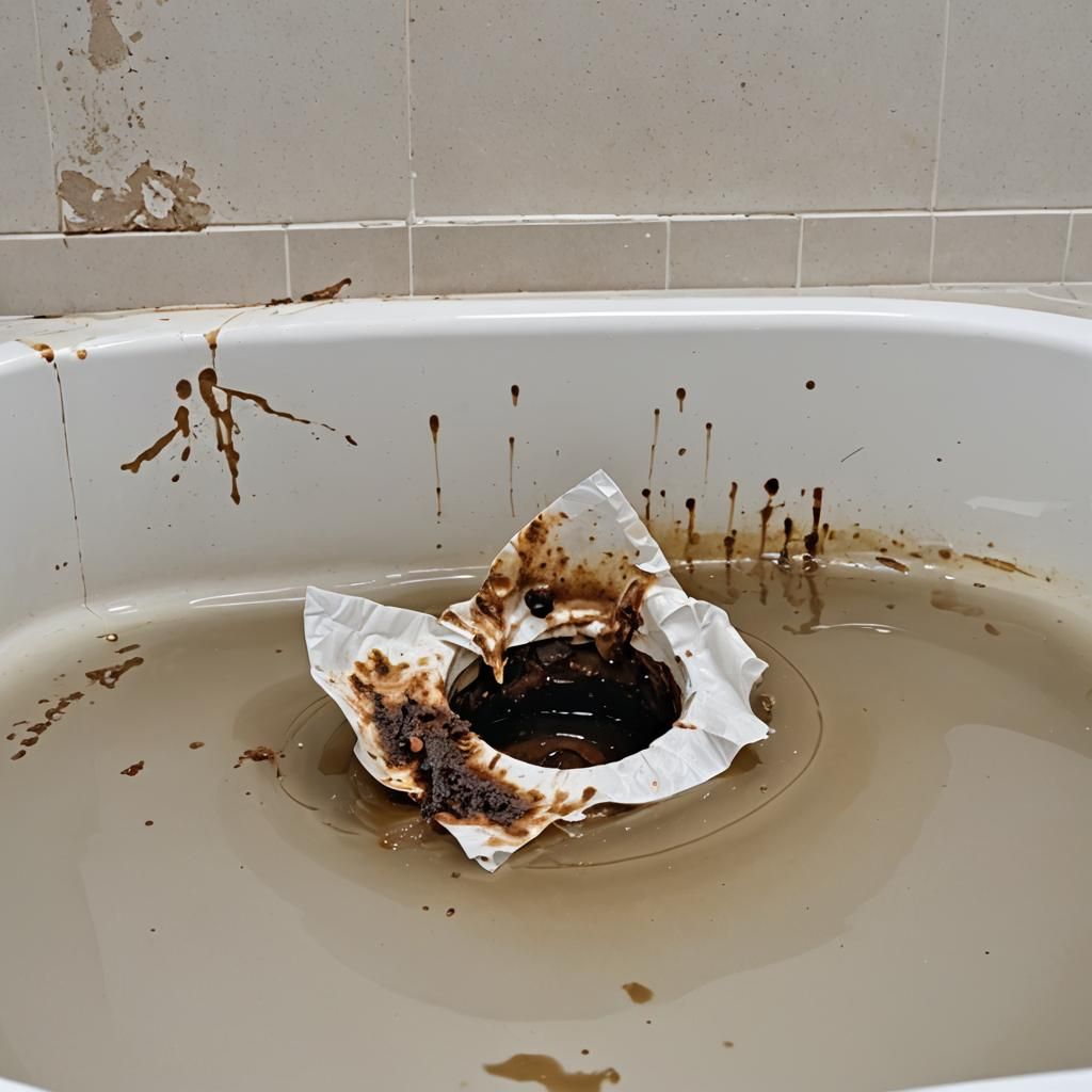Disgusting Excrement Floating in Bathtub