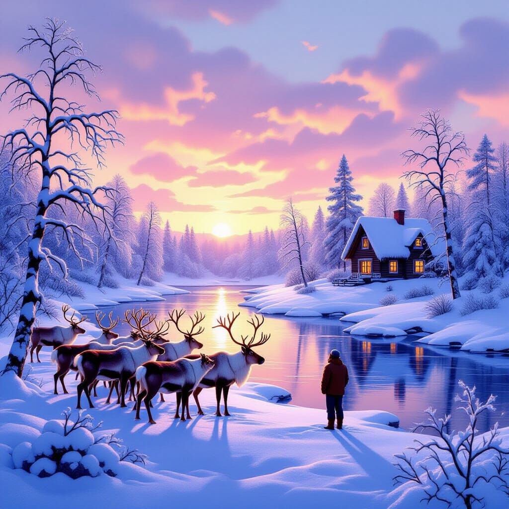 Magical Realism Landscape: Reindeer, Transforming Trees, and...