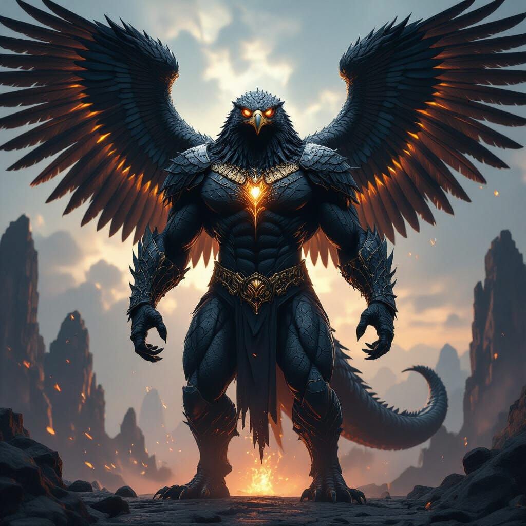 Majestic Eagle-Reptilian Overlord in Photorealistic Style