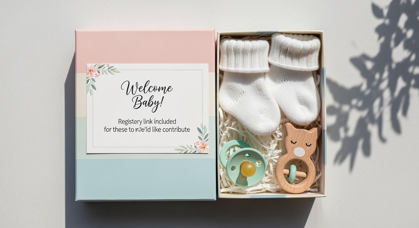 Pinterest Flat Lay: Baby Welcome Package in Soft Pastels