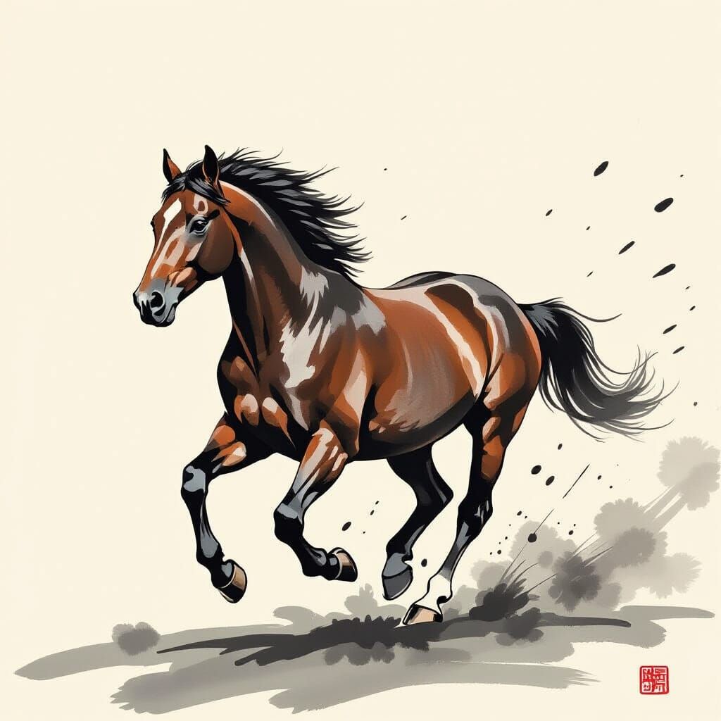 Galloping Horse Ink Sketch
