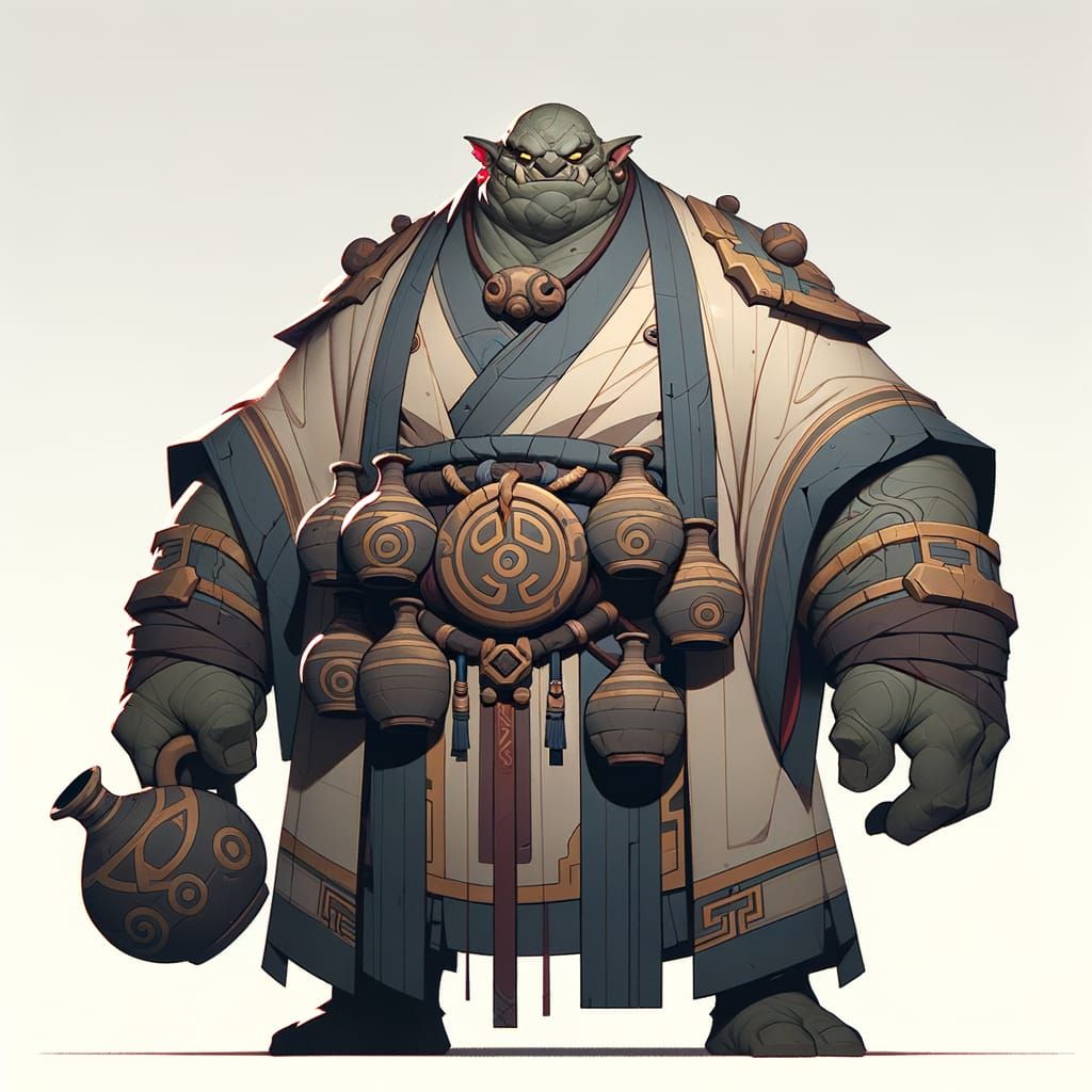 Ogre Cultist in Minimalist Cartoon Style