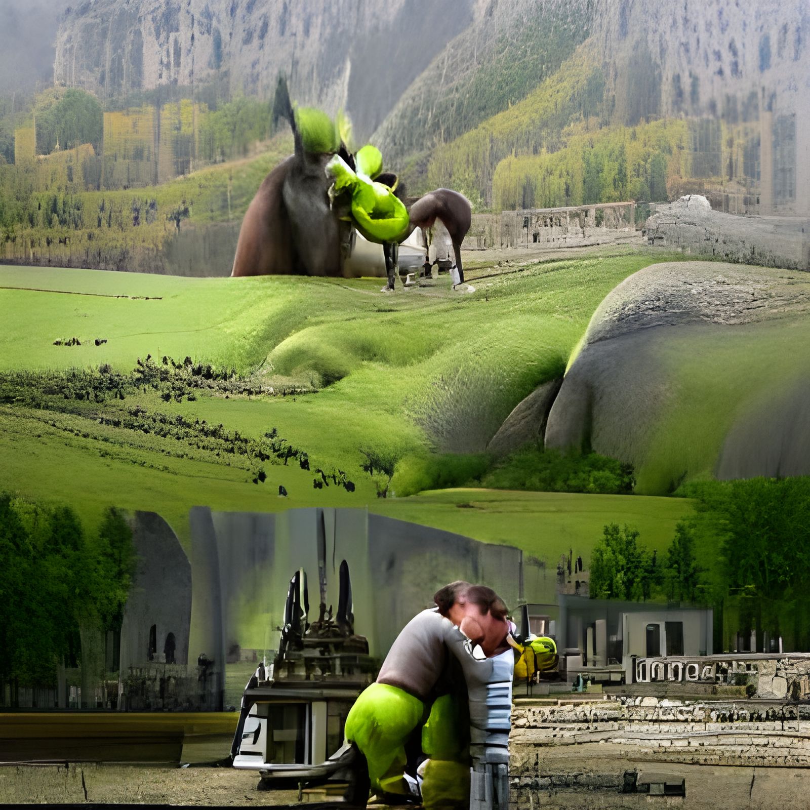 Shrek and Donkey Kiss: Detailed Matte Painting