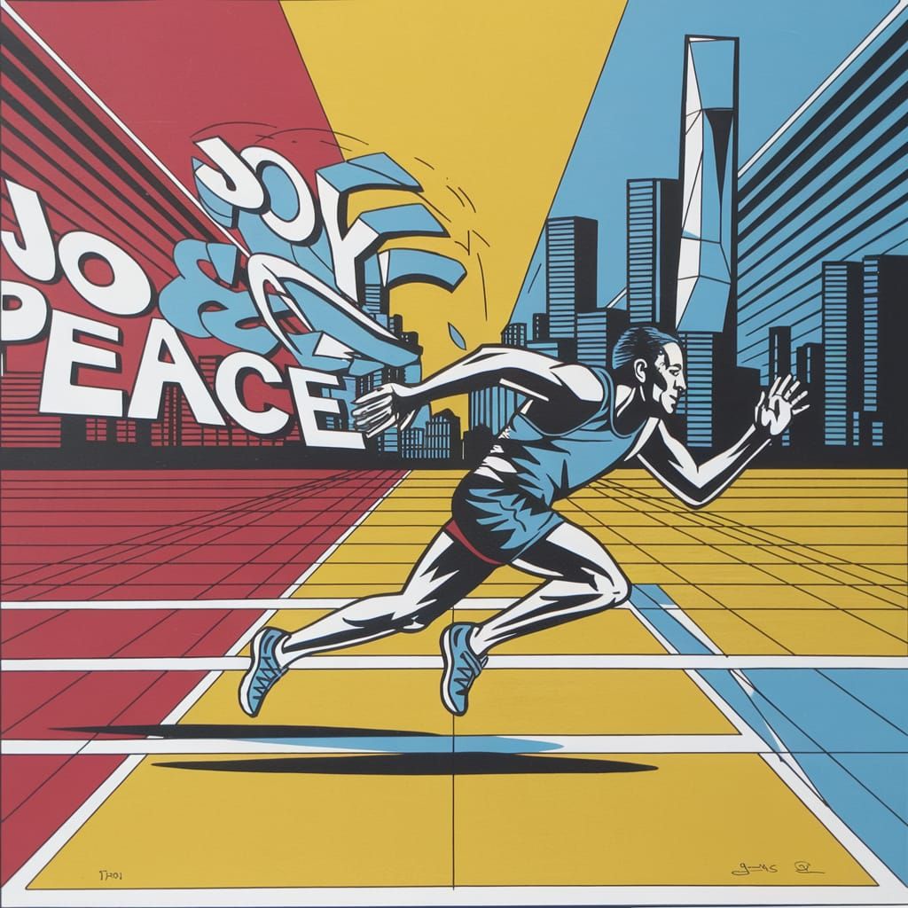 Vibrant Pop Art Runner Seeks Finish Line, Ditching Emotional...
