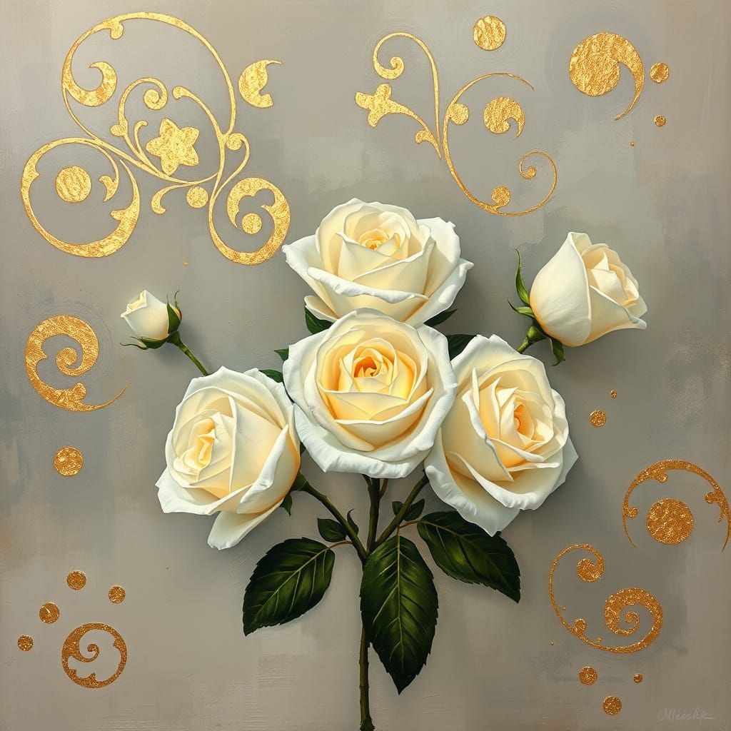 Ethereal White Roses in Iridescent Haze