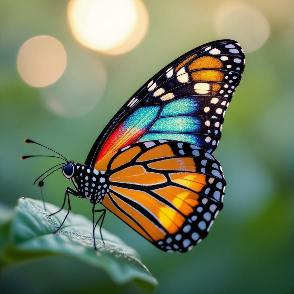 Iridescent Butterfly Wing Macro Photography
