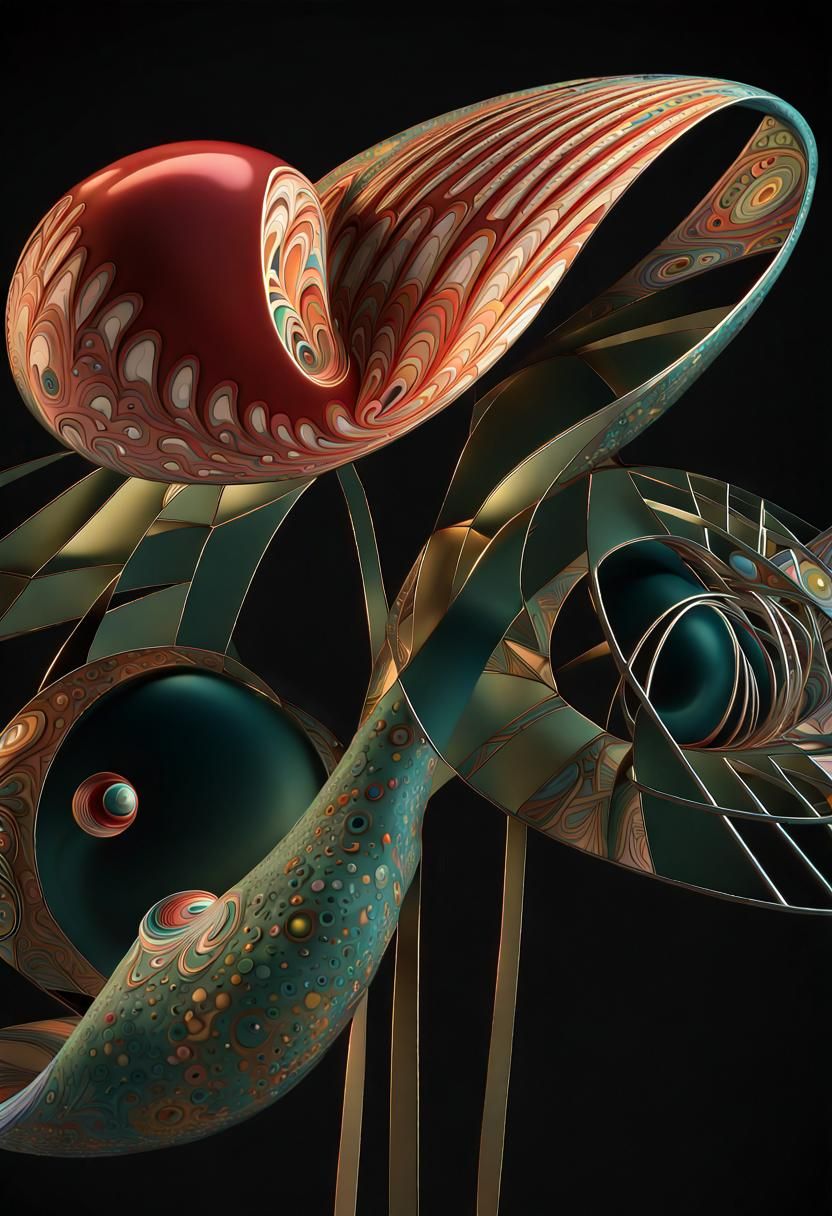 Abstract 3D Fractal Sculpture in Kandinsky Style