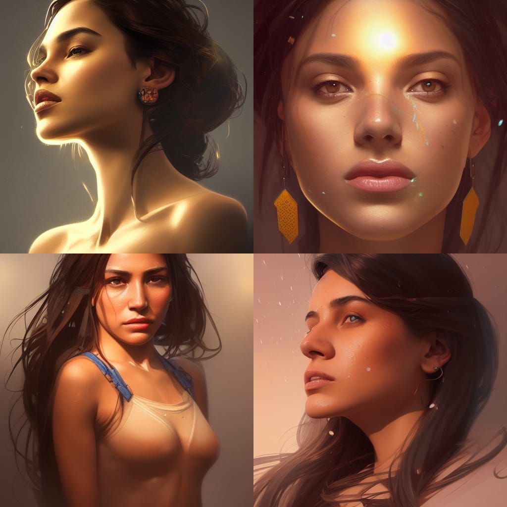 Detailed Portrait of Latina in Art Nouveau Style