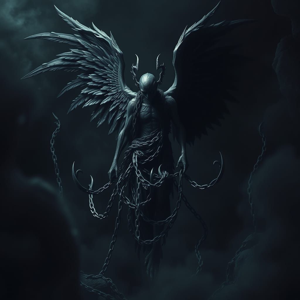 Terrifying Black Angel Emerges from Shadow