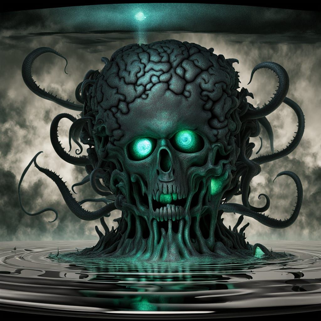 Ancient Glass Container Submerged in Dark, Turbulent Waves