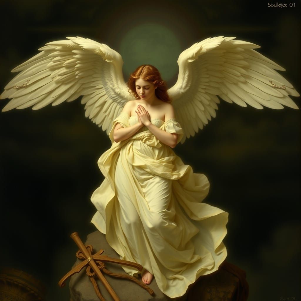Gothic Serenity Angel in Dreamy Calm