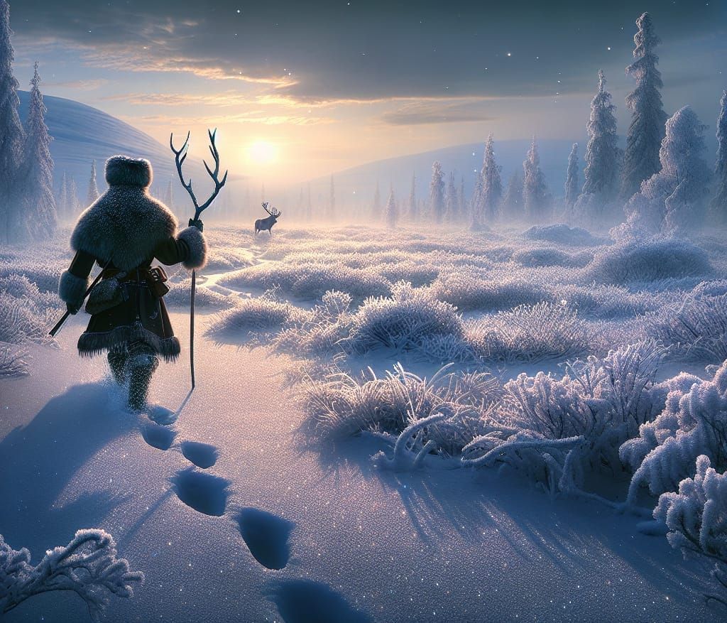 Saami Hunter Embarks on a Magical Winter Journey in Finnish...