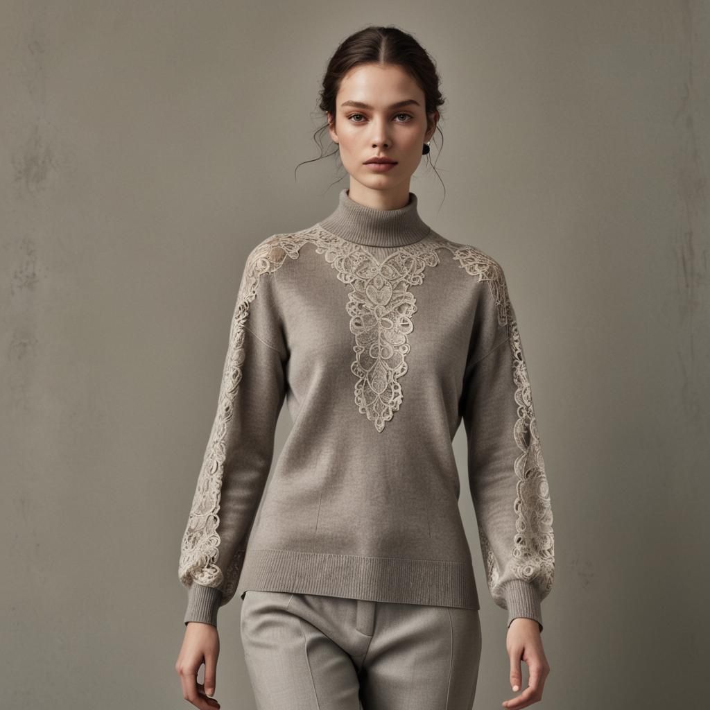 Cashmere Elegance: Runway Model in Rembrandt Lighting