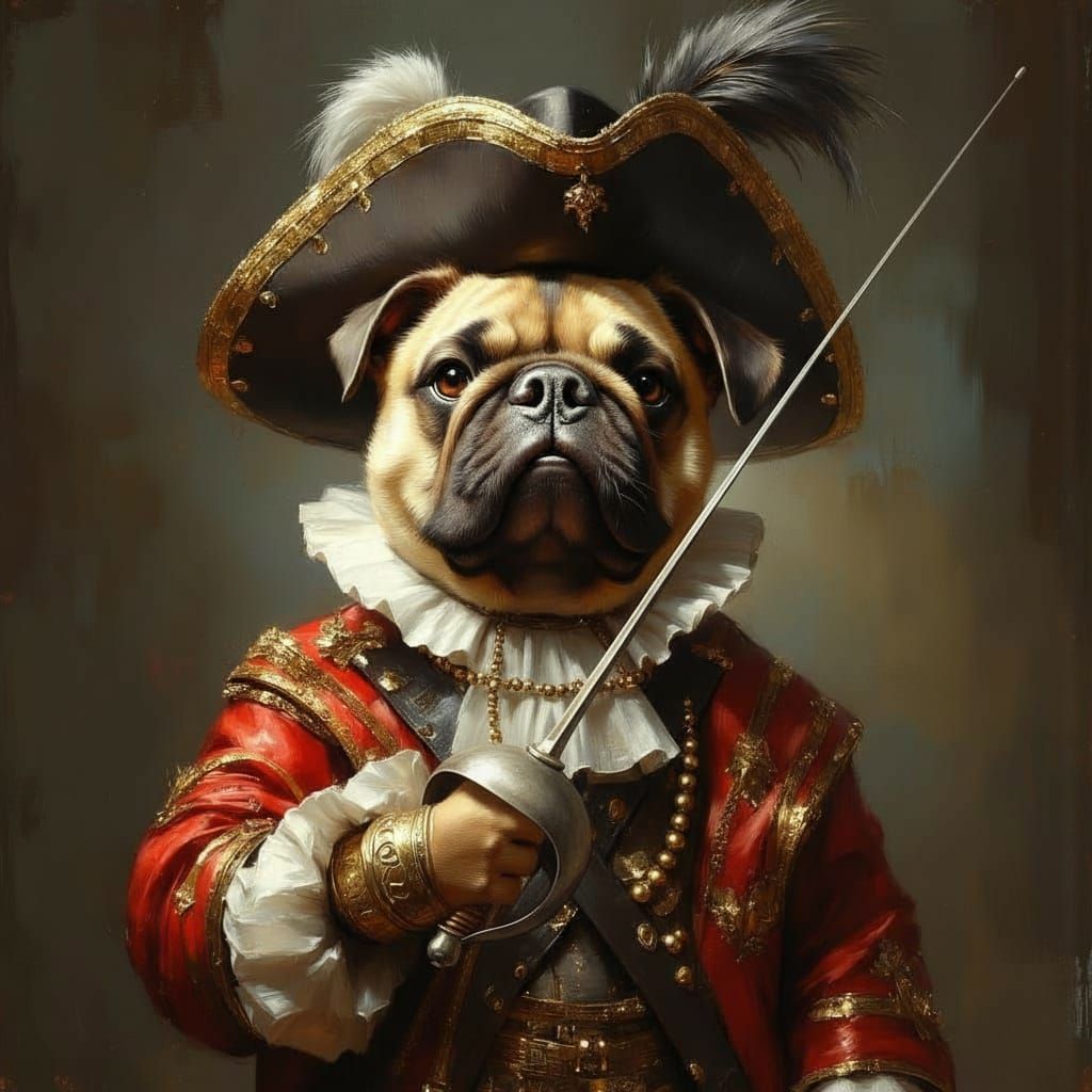 Bulldog Musketeer Portrait in Dynamic Lighting
