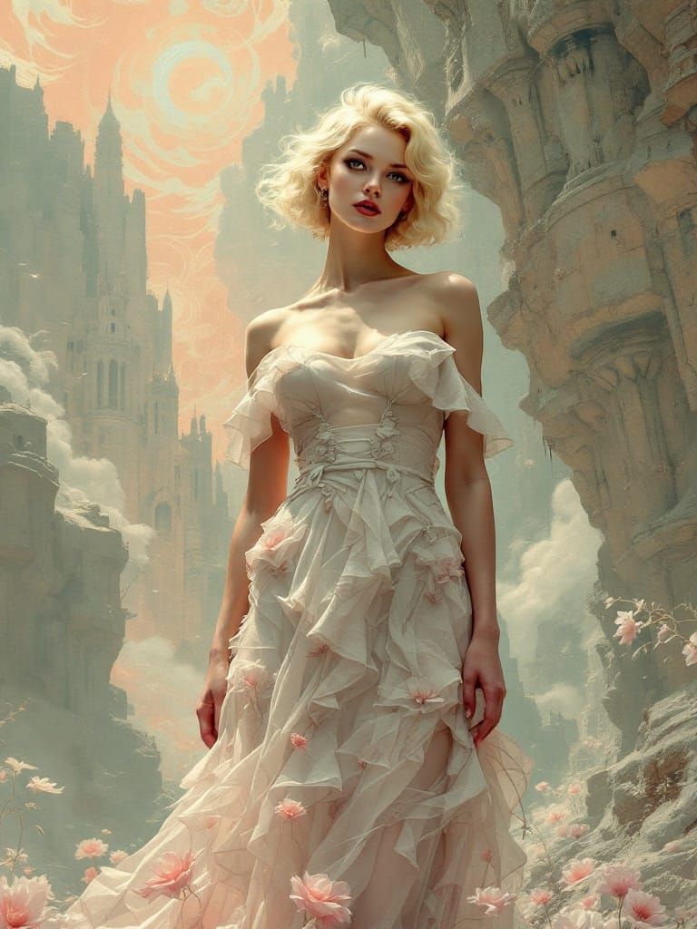 1950s Pin-Up in Surreal Dystopian Style