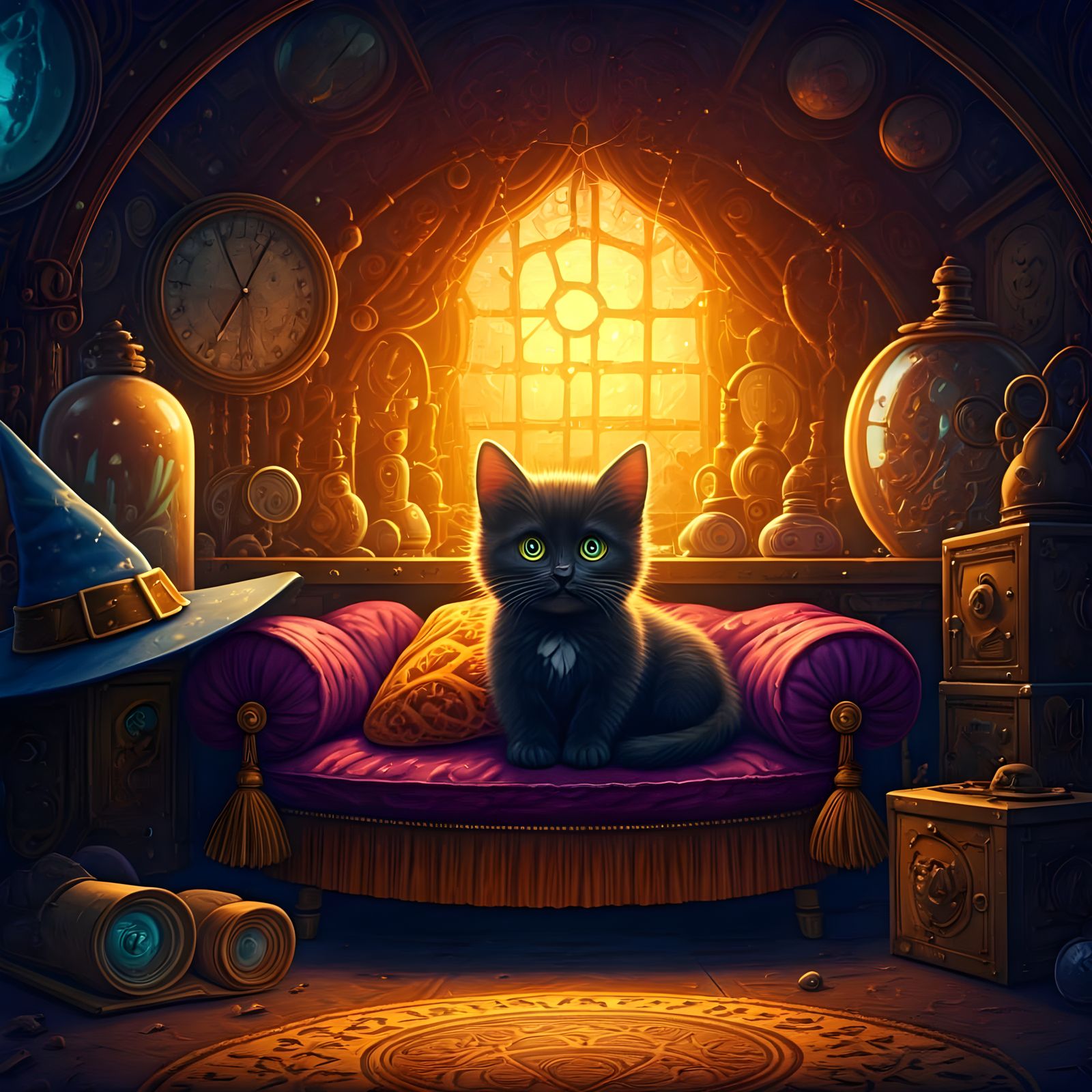 Whimsical Wizard's Lair in Futuristic Fantasy Style