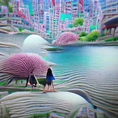 Surreal 3D Anime Scene in Japan