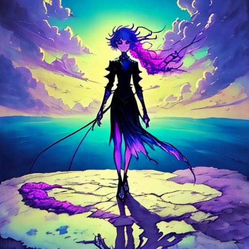 Surreal Figure in Trance Overlooking Infinite Void