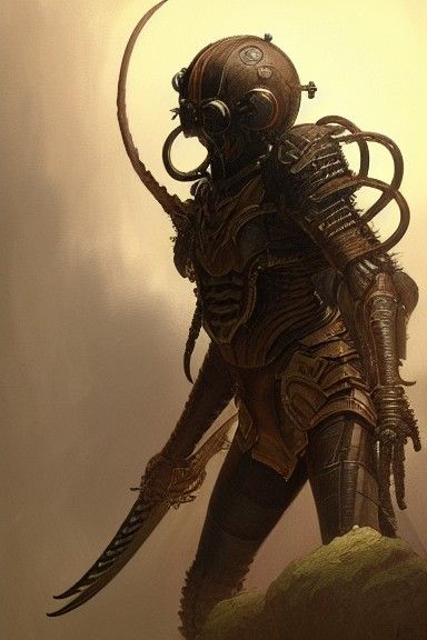 Tarantula Warrior in Gleaming Armor: Digital Illustration