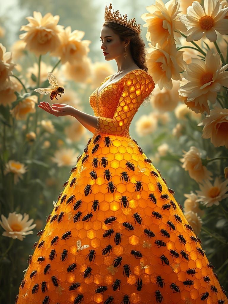 Honeycomb Empress in Pre-Raphaelite Garden Setting