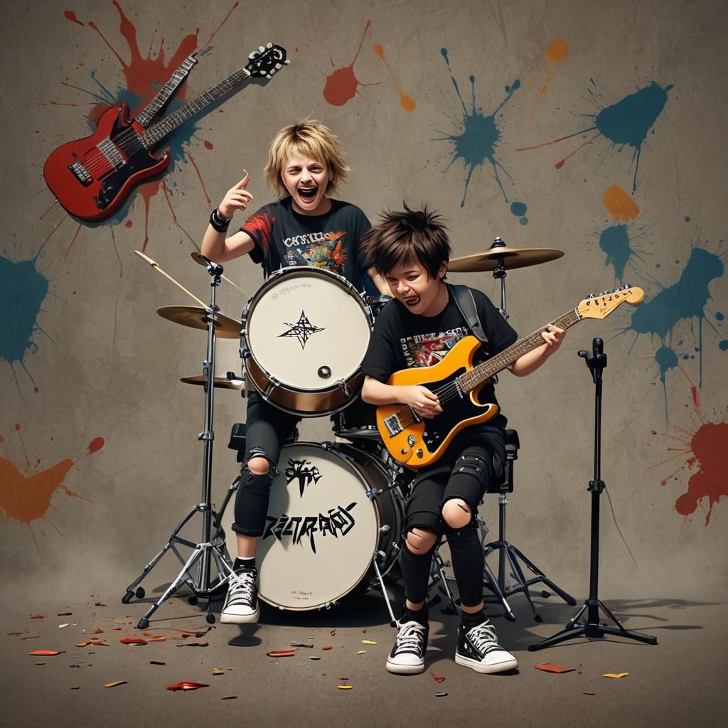 Punk Rock Kids Concert in Detailed Matte Painting