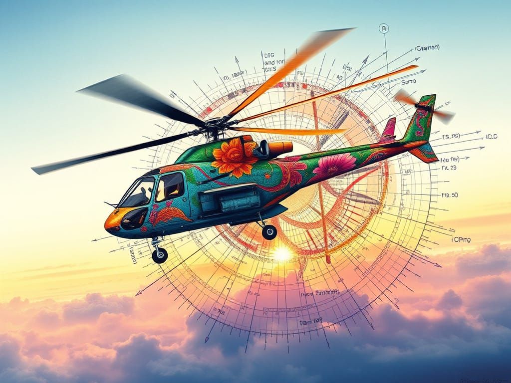 Fantasy Helicopter Logo in Golden Ratio Spiral