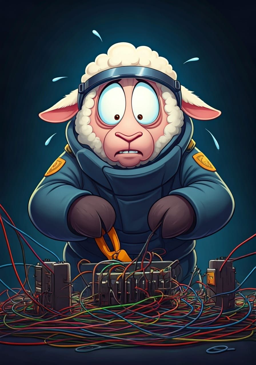 Cartoon Lamb Defuses Bomb in Dramatic Style