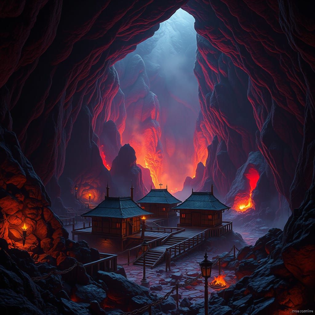 Ancient Volcano Prisoner Huts in Crimson Rock