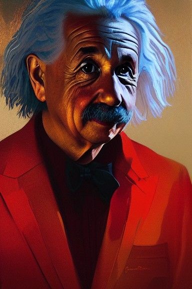 Sinister Portrait of Albert Einstein as Oil Painting