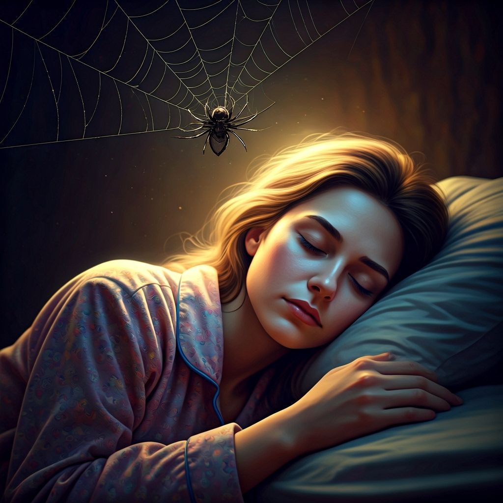 Woman Asleep with Spider, Minimalist Hyperrealism