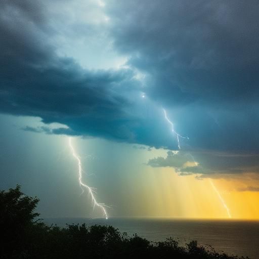 Dramatic Summer Night Sky with Lightning