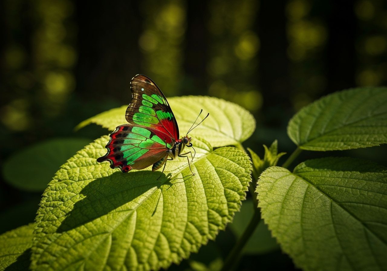 Photorealistic Butterfly with Red and Green Wings