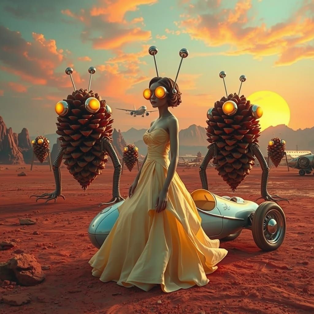 Ethereal Martian Landscape with Biomechanical Creatures and ...