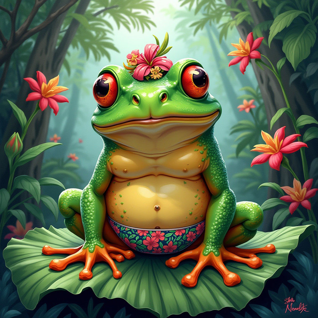 Toad in Thong in a Tropical Rainforest