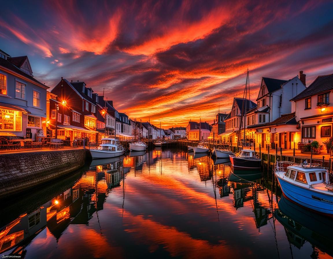 Dramatic Seaside Sunset: Hyperrealistic Art Photography