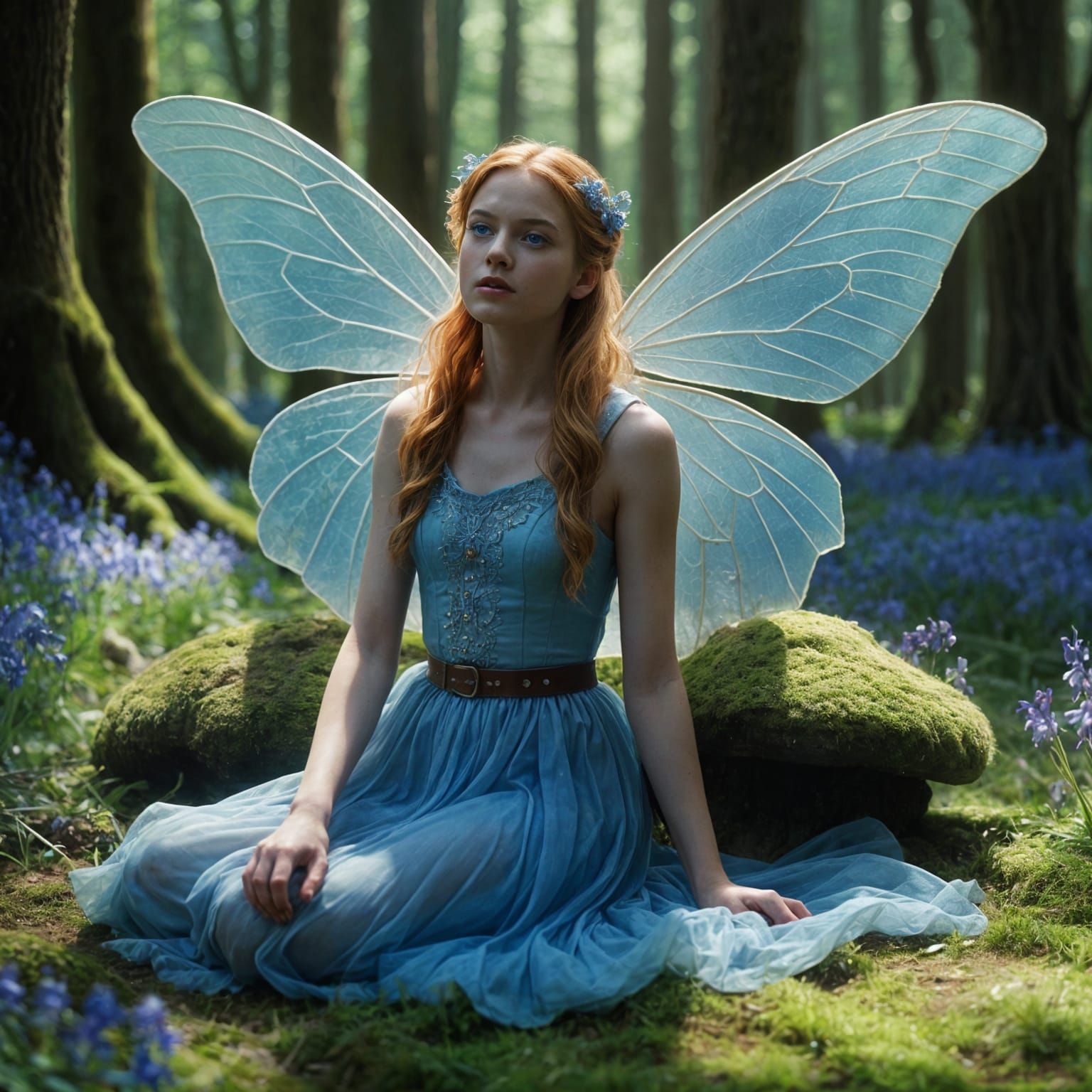 Ethereal Fairies Amidst Bluebell Wood